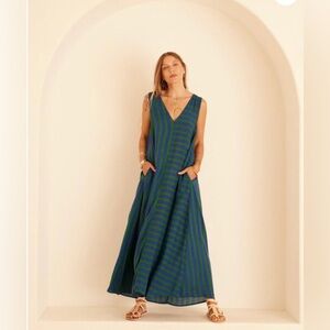 Natalie Martin Blue and Green Striped Dress